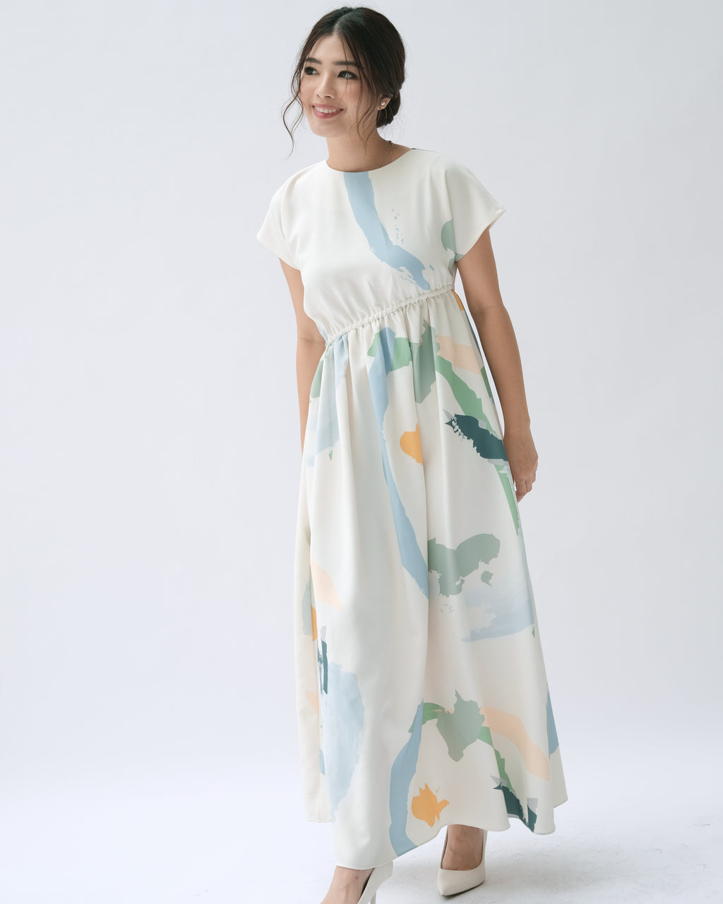 Gia Cream Print Dress