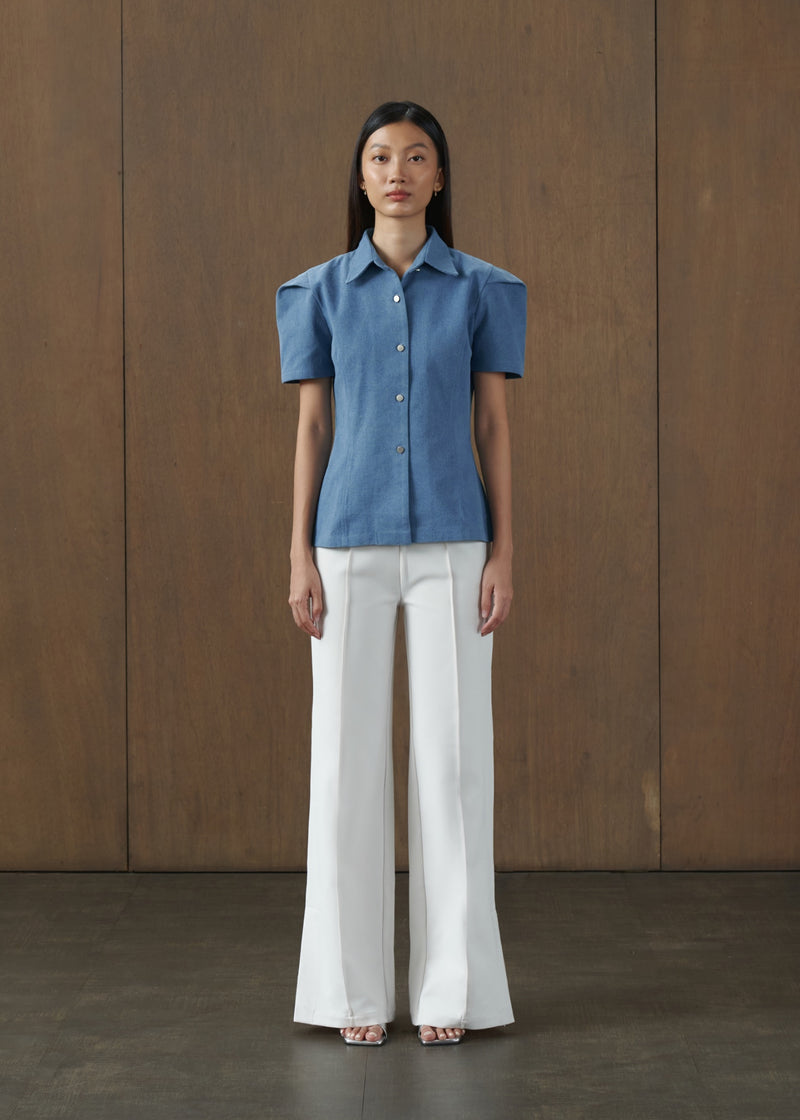 Ravina Light Blue Denim Top