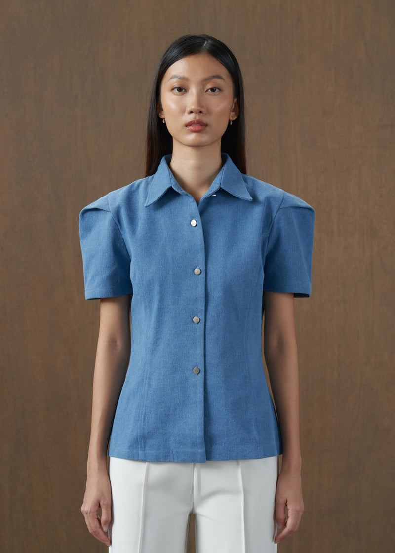 Ravina Light Blue Denim Top