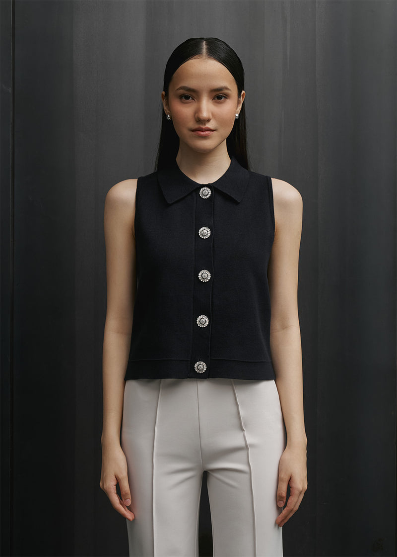 Peggy Navy Top