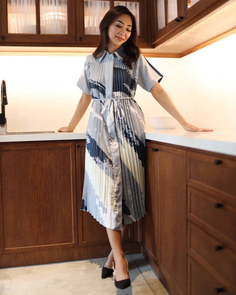 Paula Dusty Blue Print Dress