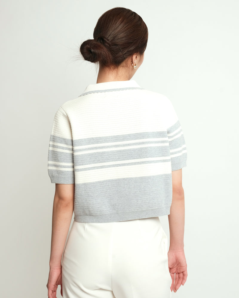 Levana Grey Stripes Top