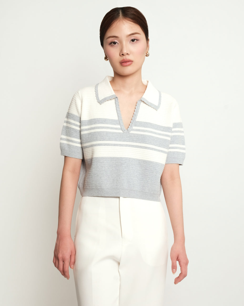 Levana Grey Stripes Top