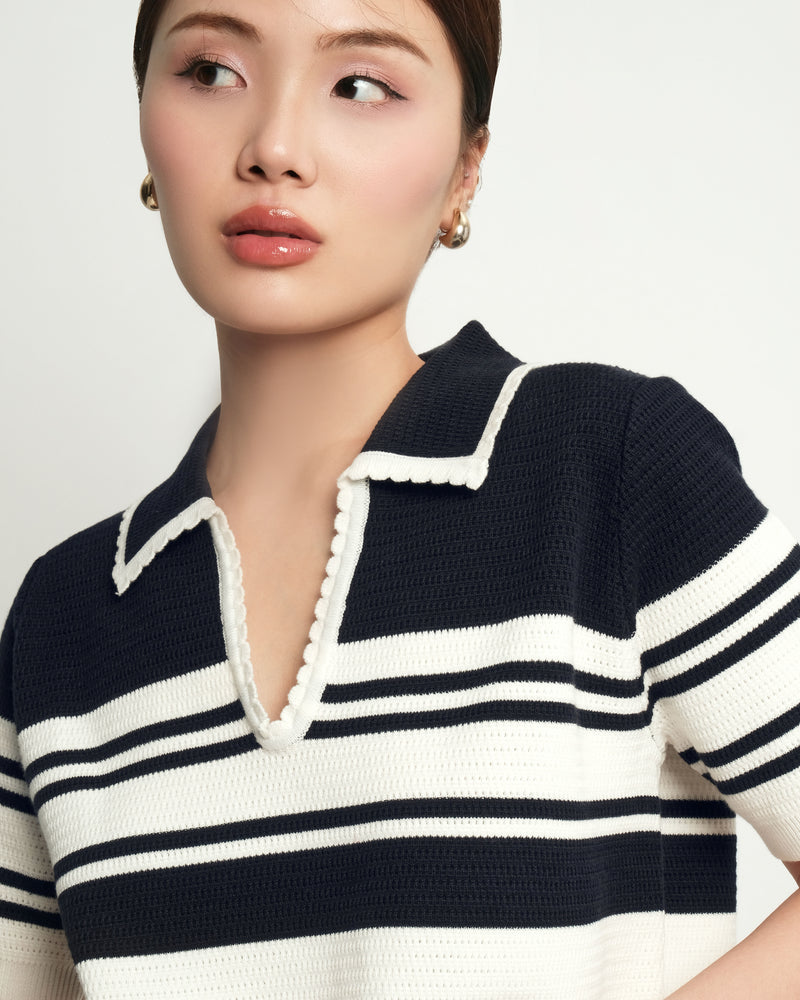 Levana Navy Stripes Top