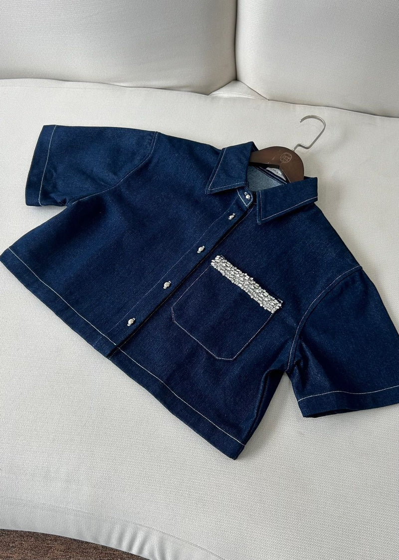 Erin Dark Blue Denim Top (Basha Edition)