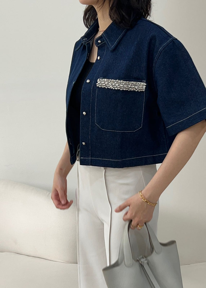 Erin Dark Blue Denim Top (Basha Edition)