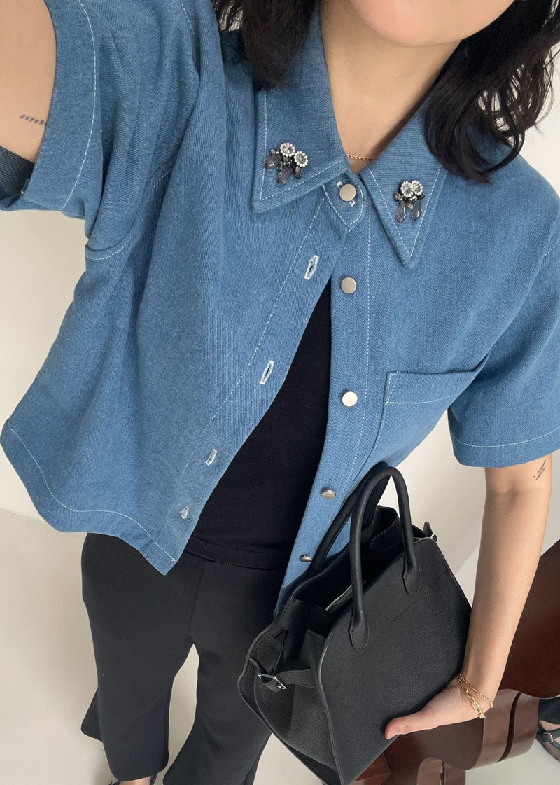 Carla Light Blue Denim Top