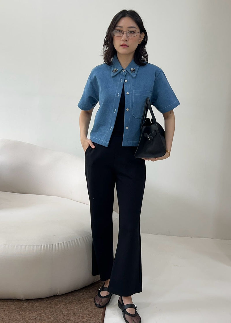 Carla Light Blue Denim Top