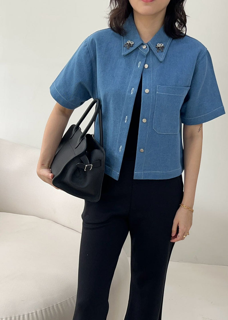 Carla Light Blue Denim Top