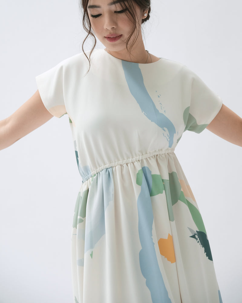 Gia Cream Print Dress