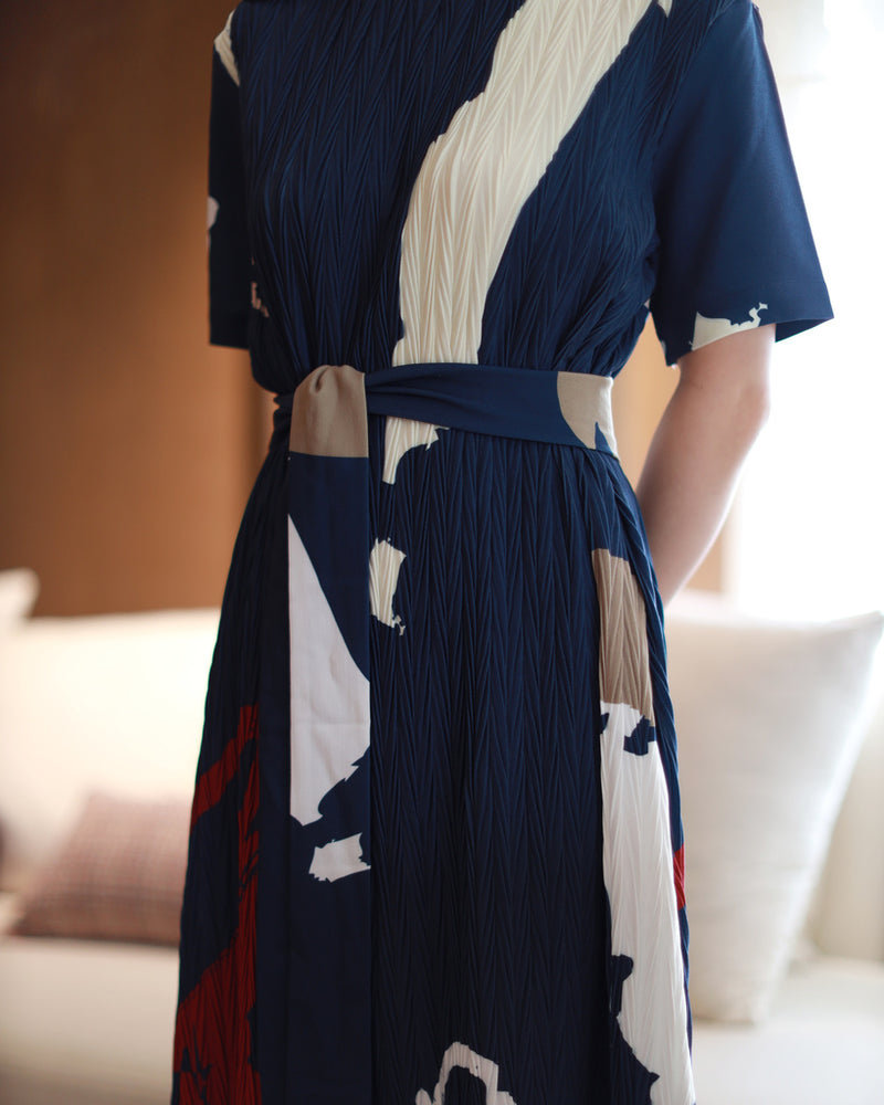 Paulina Navy Print Dress