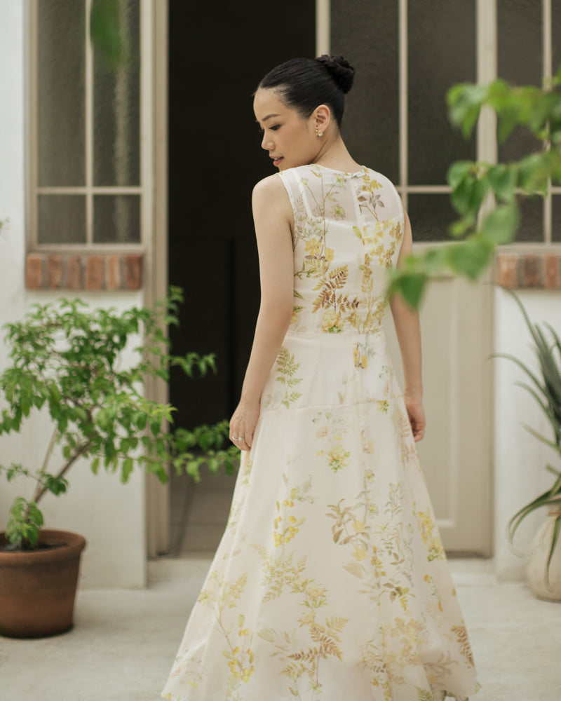 Angea Cream Print Dress