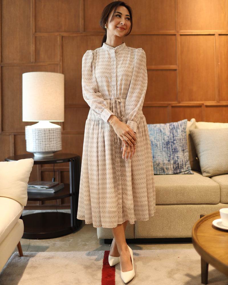 Carol Light Brown Print Dress