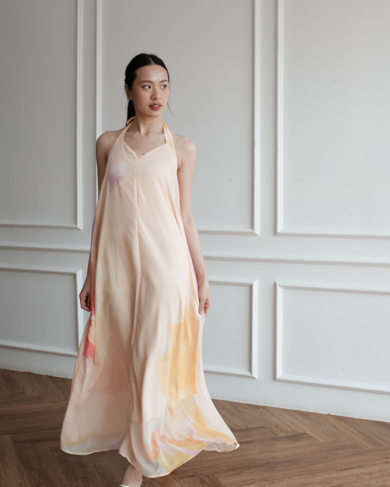Iris Peach Print Dress