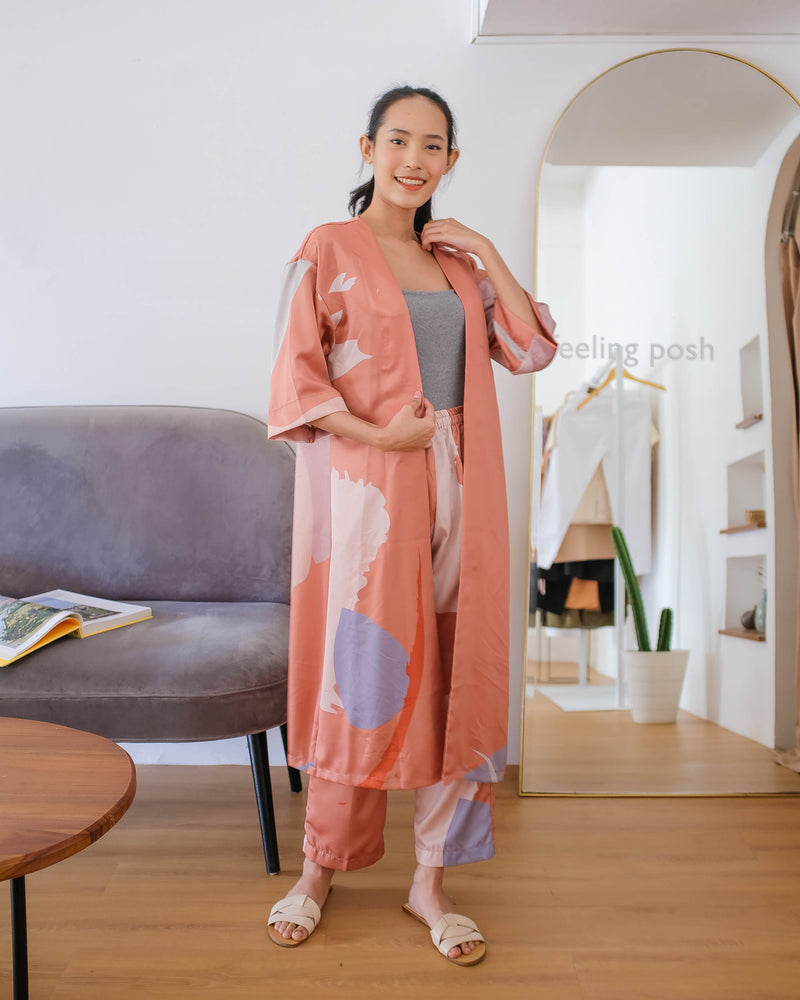 Teegan Terracotta Print Kimono Dress