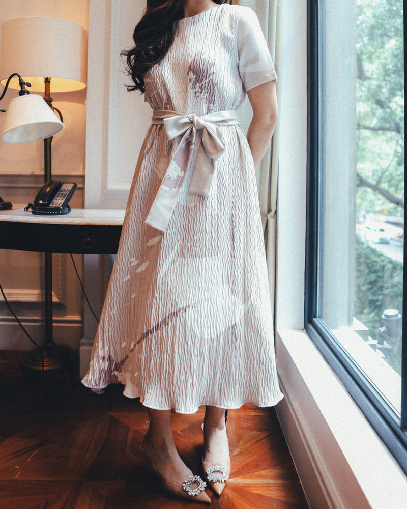 Paulina Light Gray Print Dress
