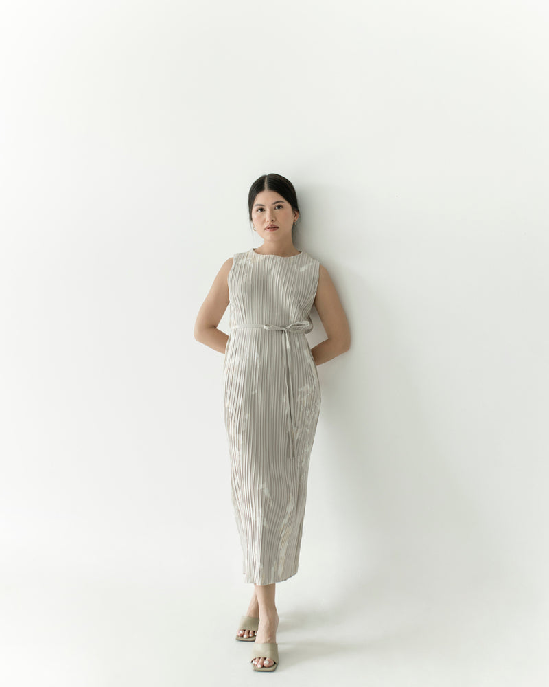 Vean Light Gray Print Dress