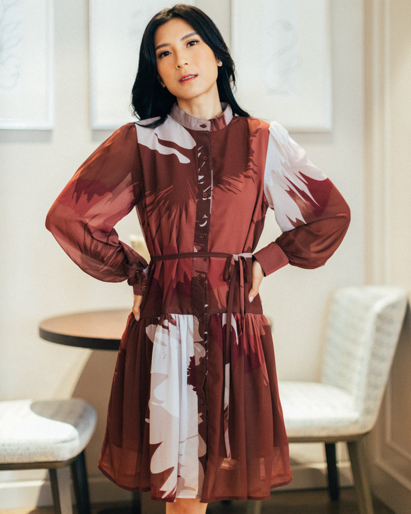 Lina Terracotta Print Dress
