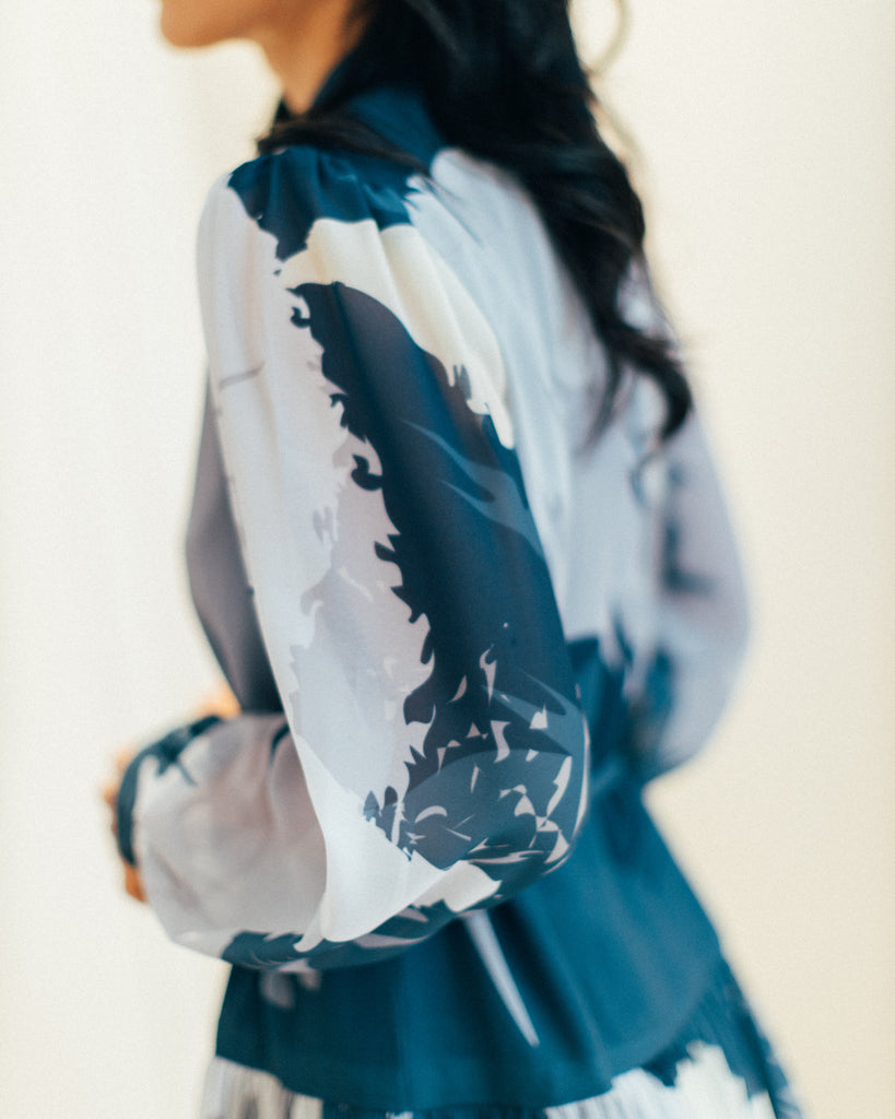 Lina Midnight Blue Print Dress