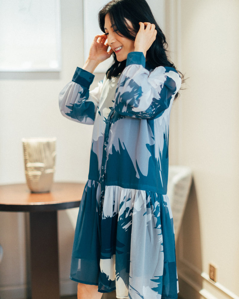 Lina Midnight Blue Print Dress
