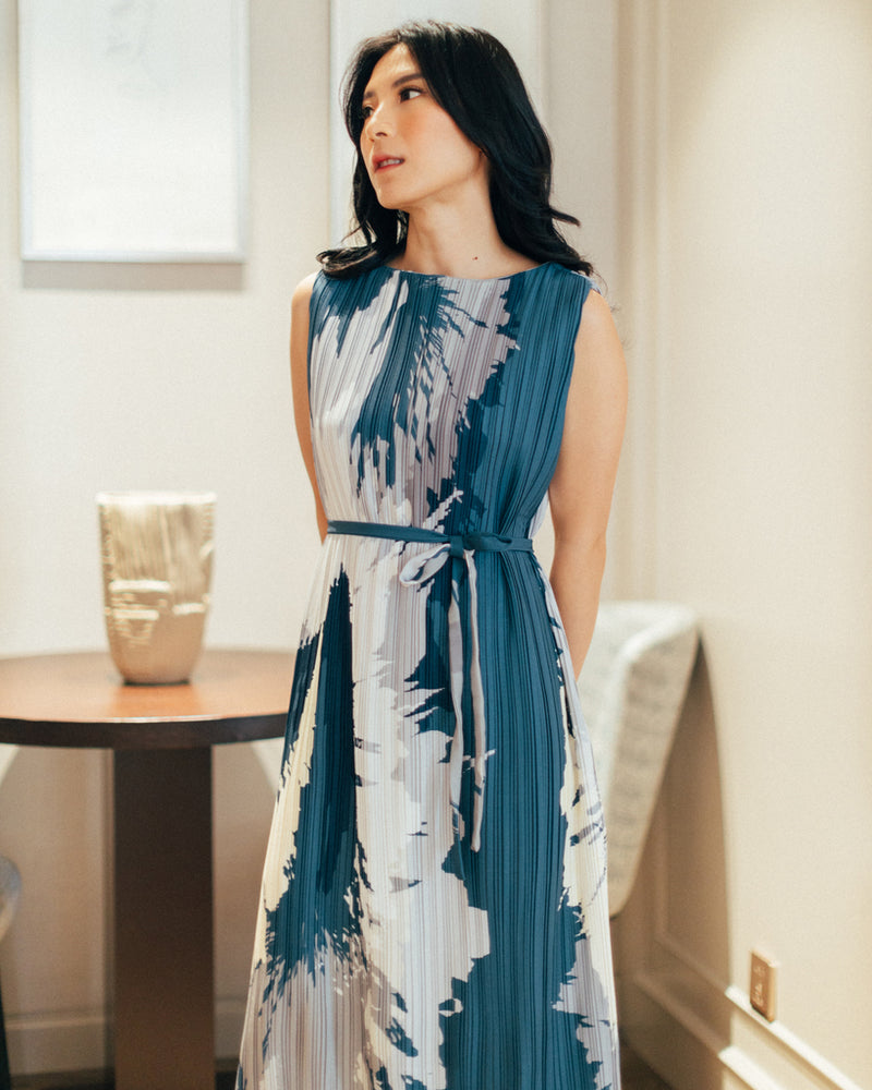 Vean Midnight Blue Print Dress