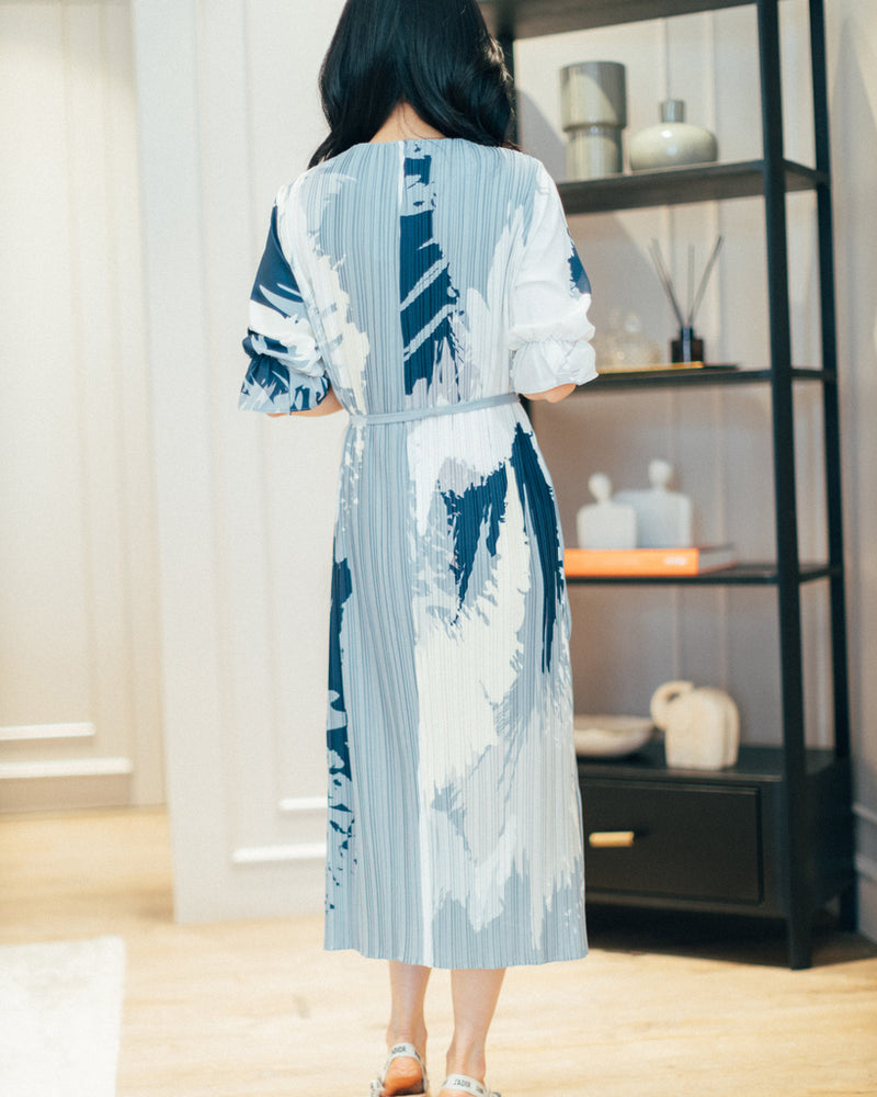 Elicia Dusty Blue Print Dress