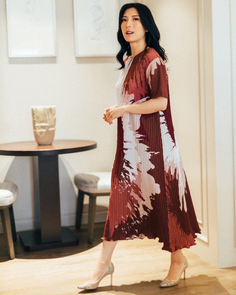 Paulina Terracotta Print Dress